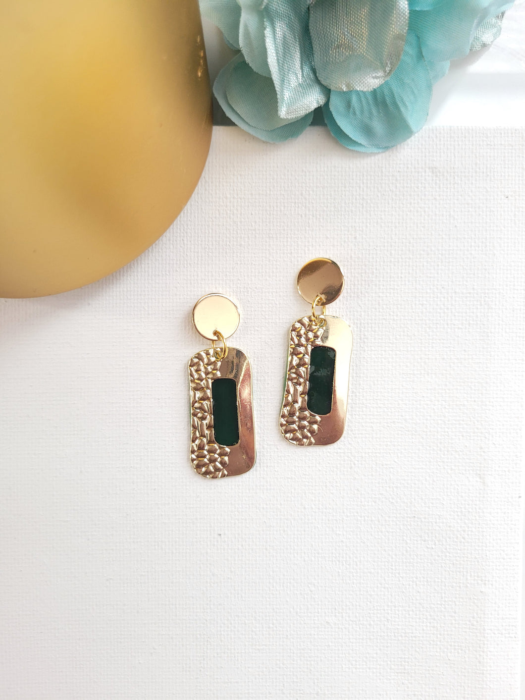 Square Hoop | Gold & Sage