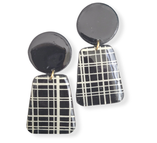 Tara| Plaid Drop Earrings